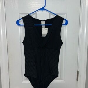 H&M Black Bodysuit One Piece Scoop Neck